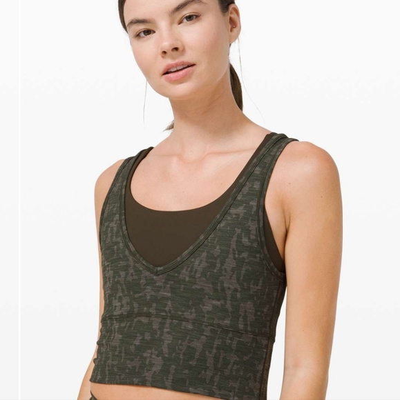 NWOT -Lululemon Power Pivot Tank *Tough Heathered PU Bronze Green Dark Olive - 6 - Picture 5 of 8